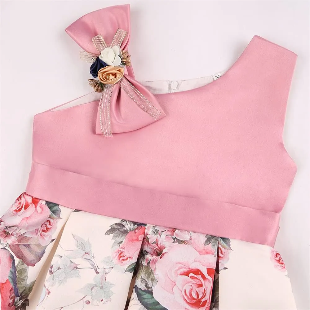 2-9T Girls Kids Striped Floral Ruffles Flower Dress Ball Gown Party Formal Dresses