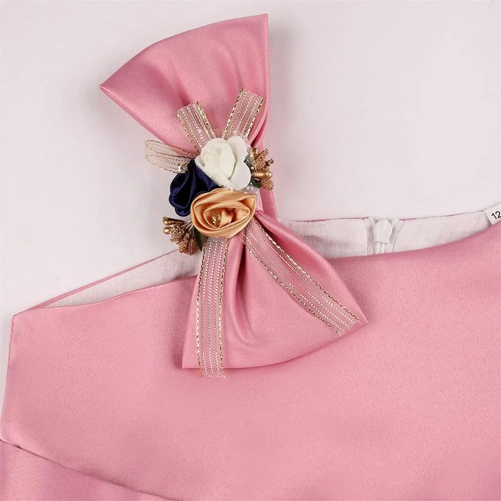 2-9T Girls Kids Striped Floral Ruffles Flower Dress Ball Gown Party Formal Dresses