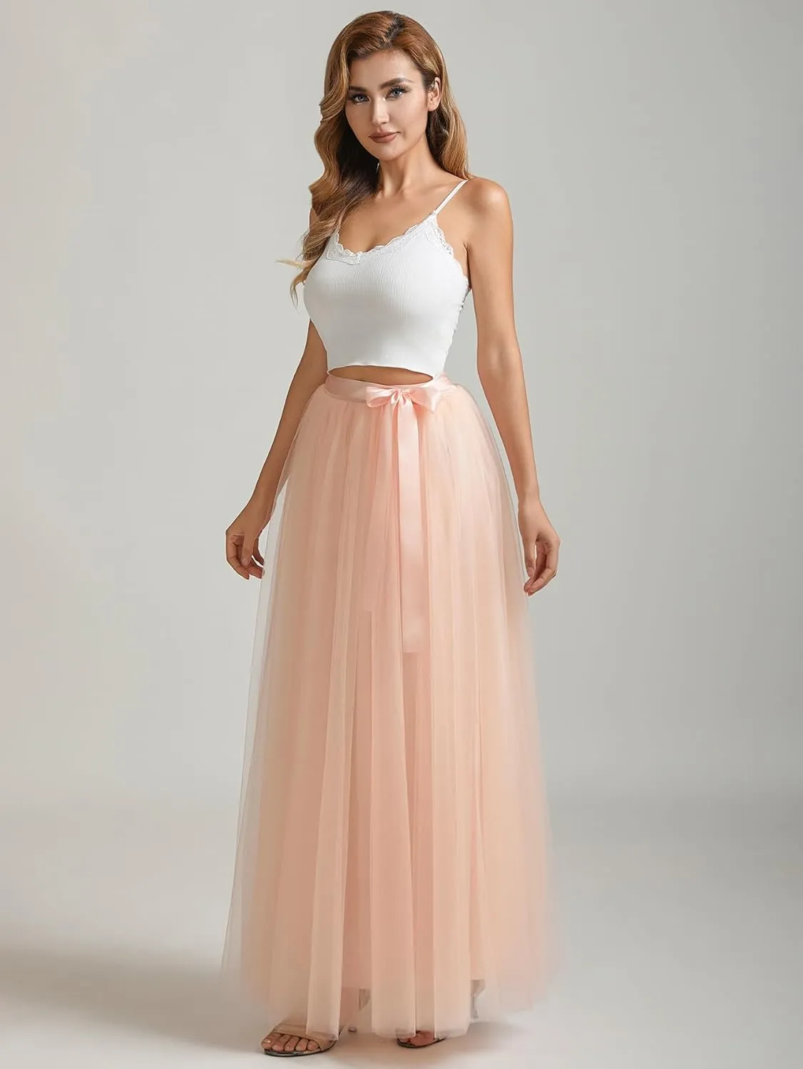A line Tulle Skirt Long Maxi for Party Prom