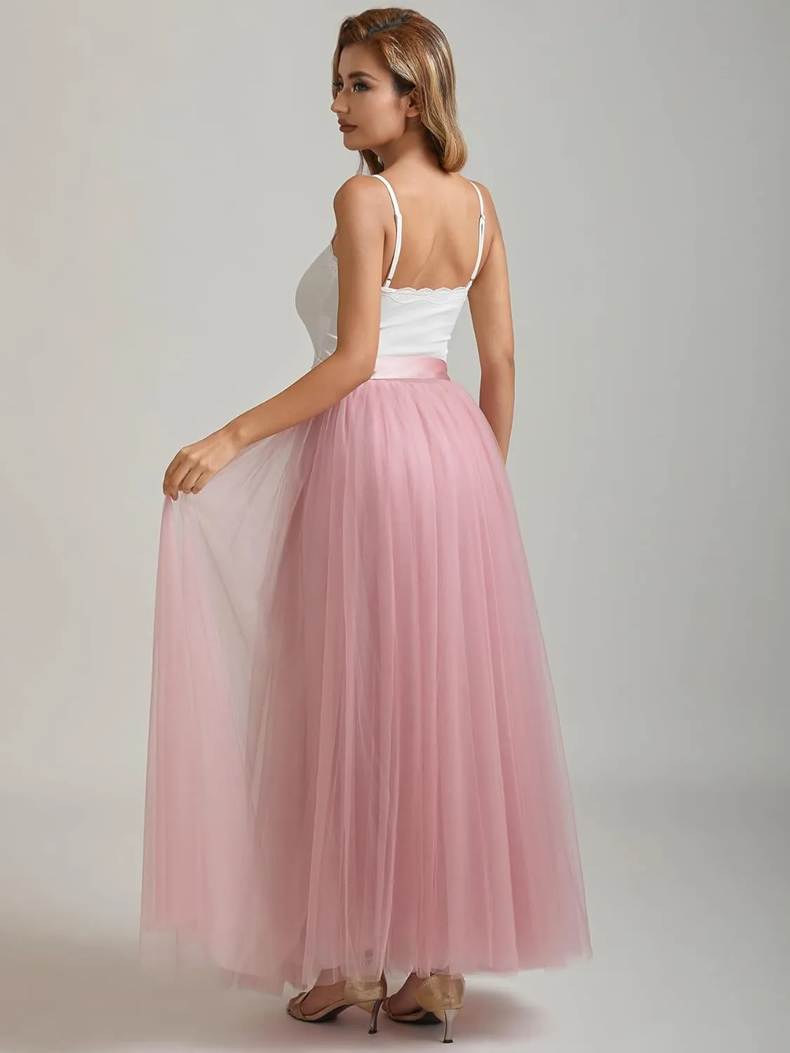 A line Tulle Skirt Long Maxi for Party Prom