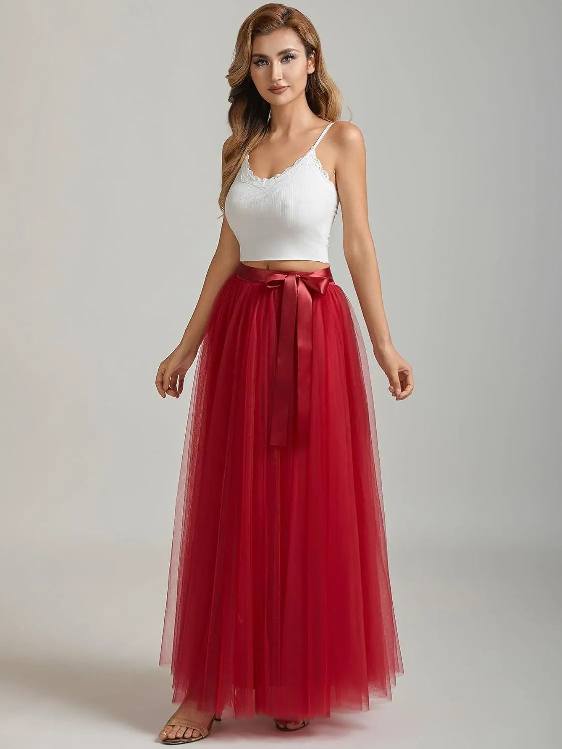 A line Tulle Skirt Long Maxi for Party Prom