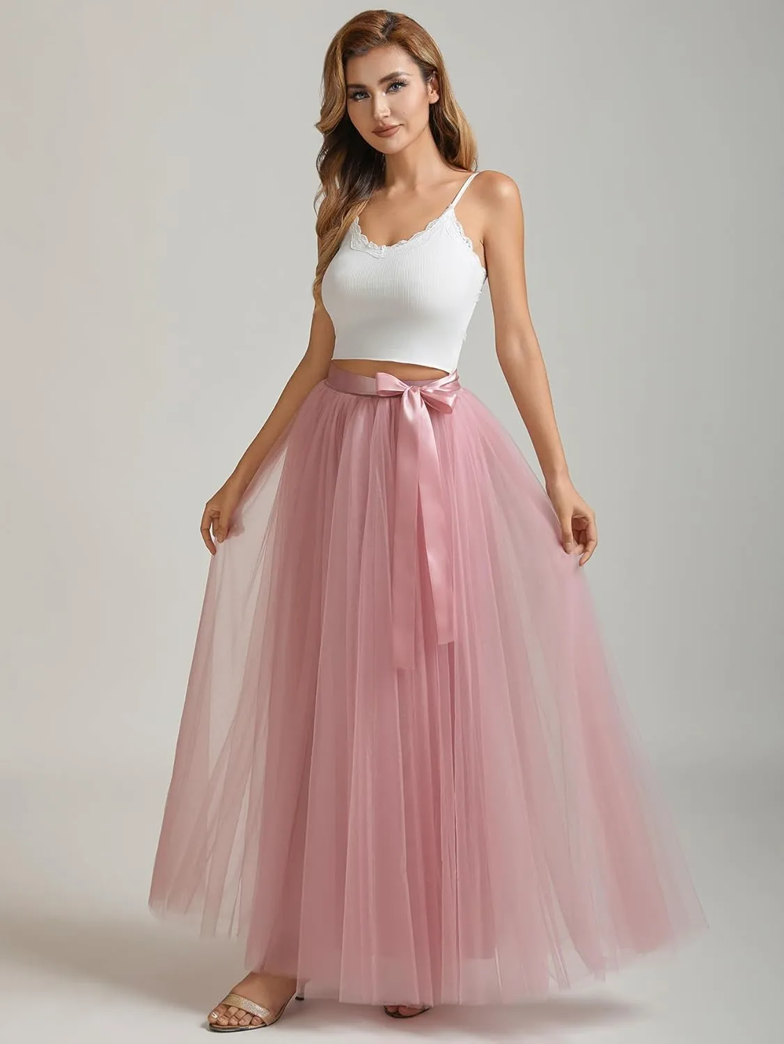 A line Tulle Skirt Long Maxi for Party Prom