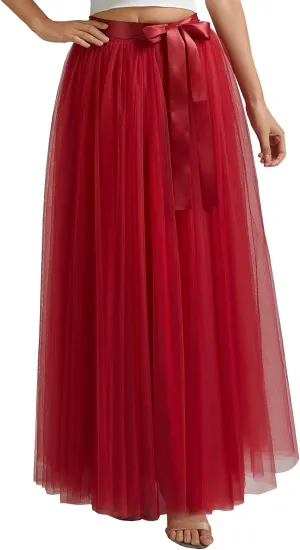 A line Tulle Skirt Long Maxi for Party Prom