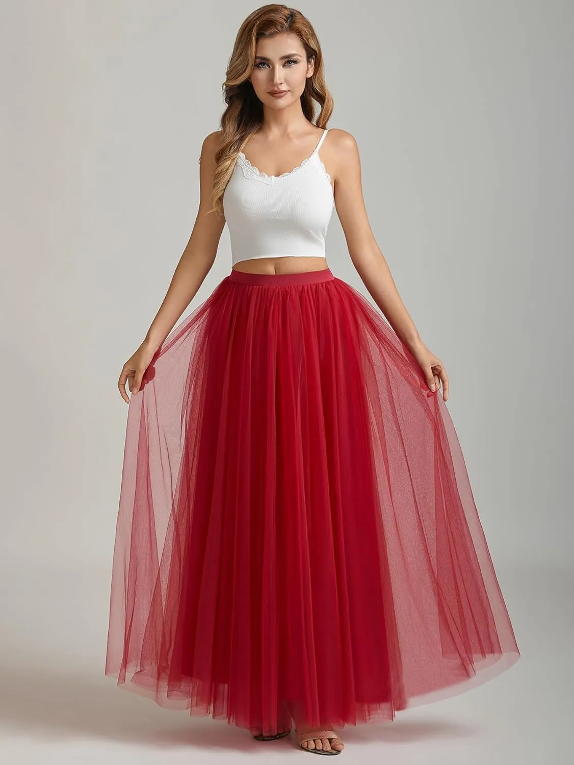 A line Tulle Skirt Long Maxi for Party Prom