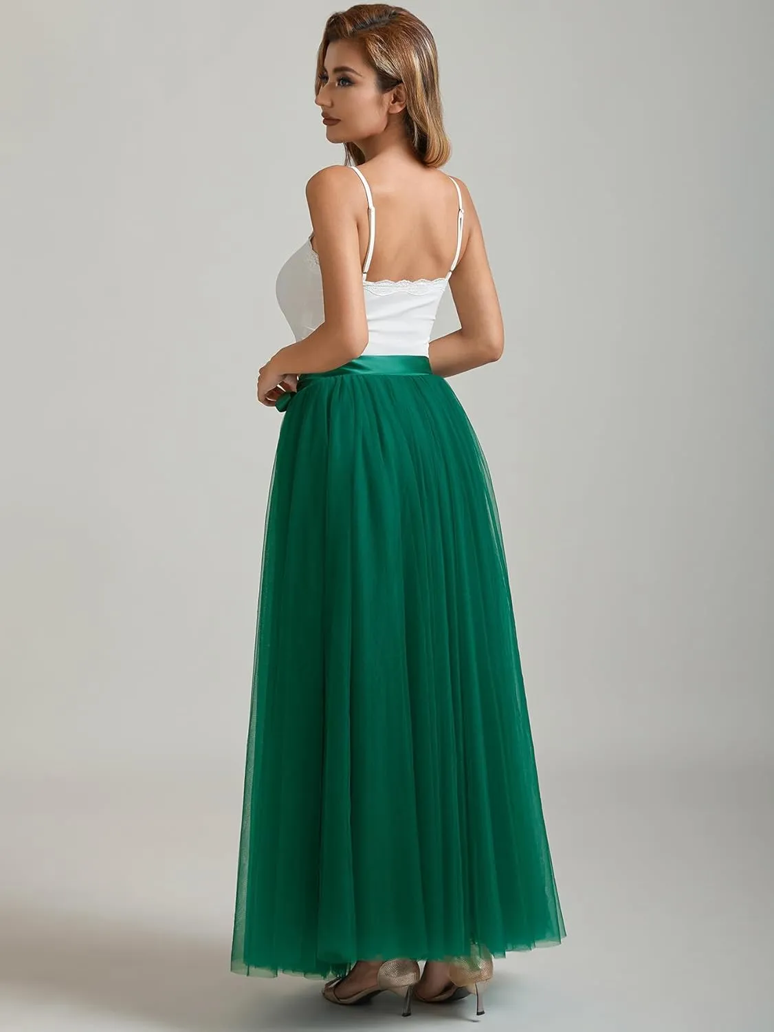 A line Tulle Skirt Long Maxi for Party Prom