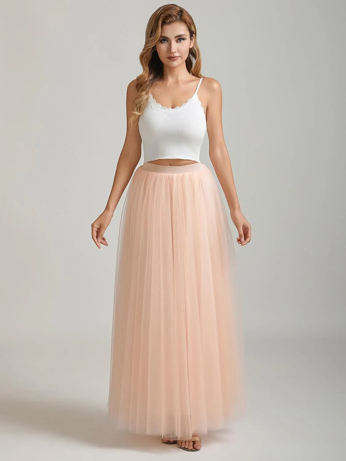A line Tulle Skirt Long Maxi for Party Prom