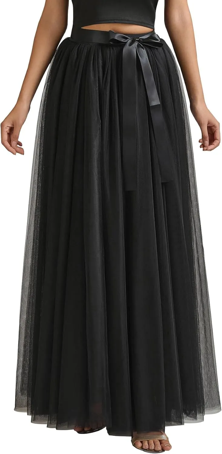 A line Tulle Skirt Long Maxi for Party Prom
