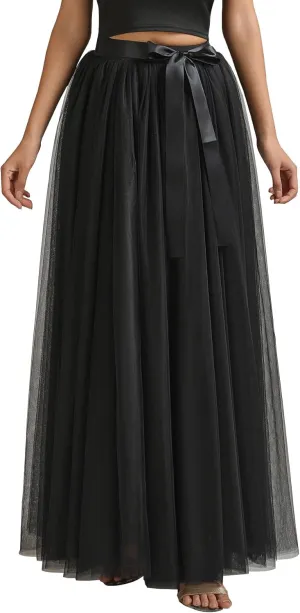 A line Tulle Skirt Long Maxi for Party Prom