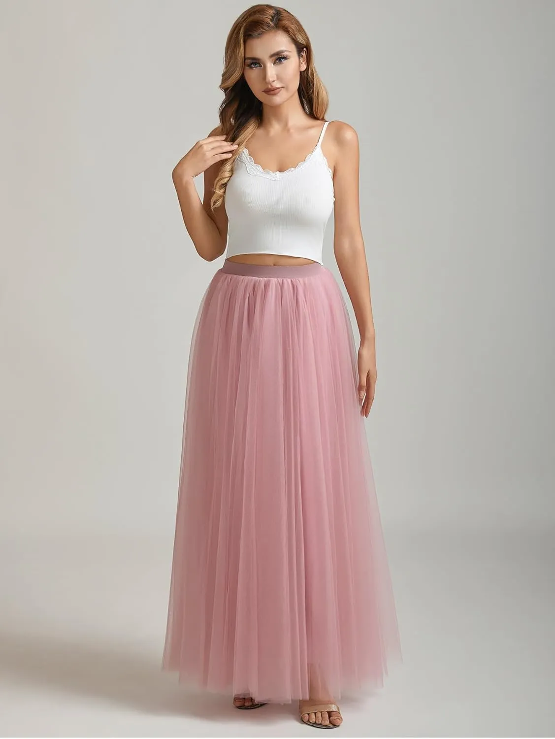 A line Tulle Skirt Long Maxi for Party Prom