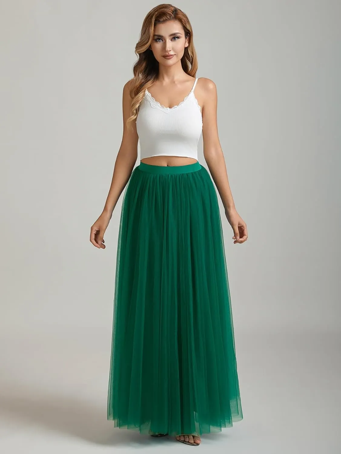 A line Tulle Skirt Long Maxi for Party Prom