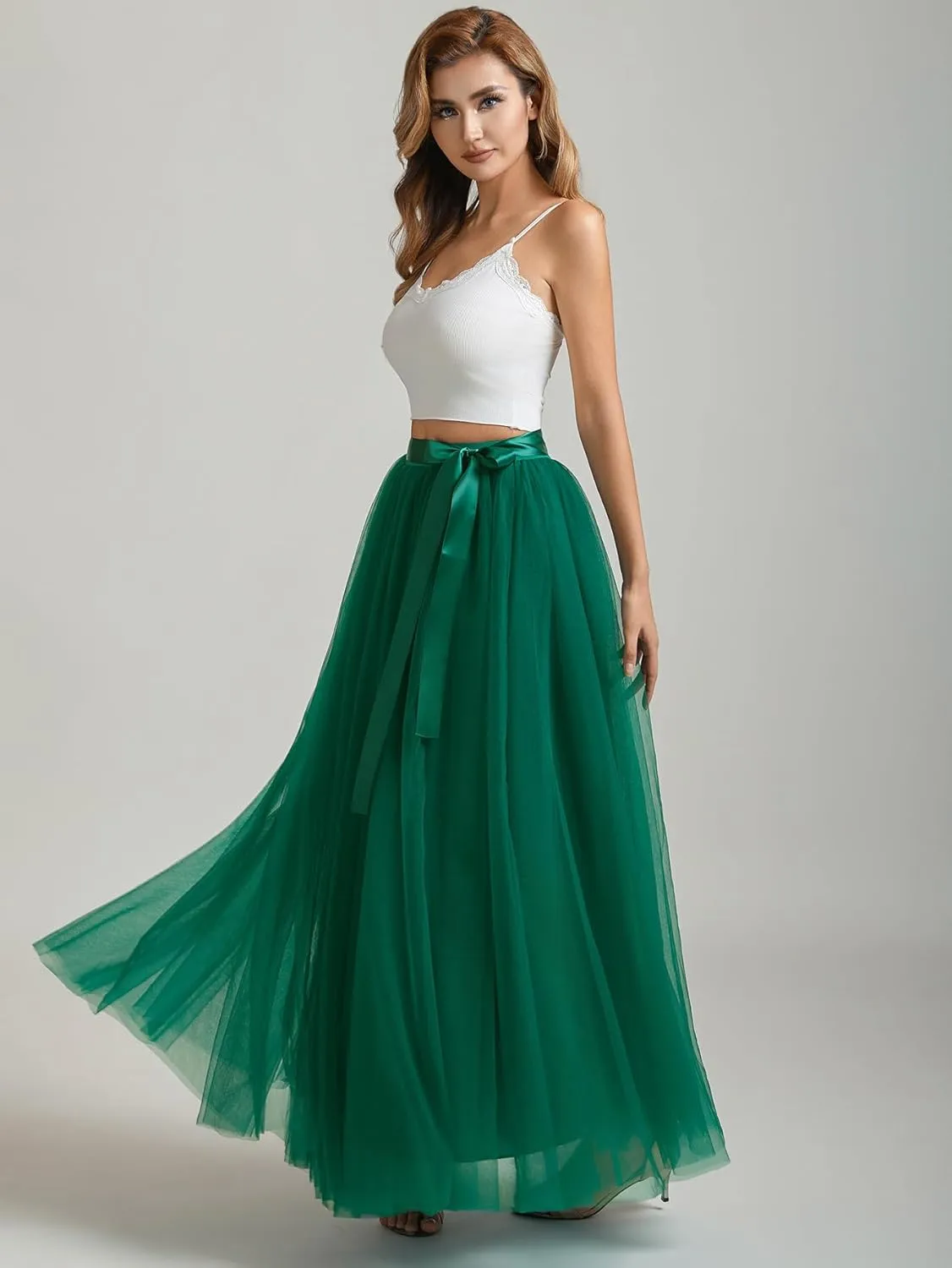 A line Tulle Skirt Long Maxi for Party Prom