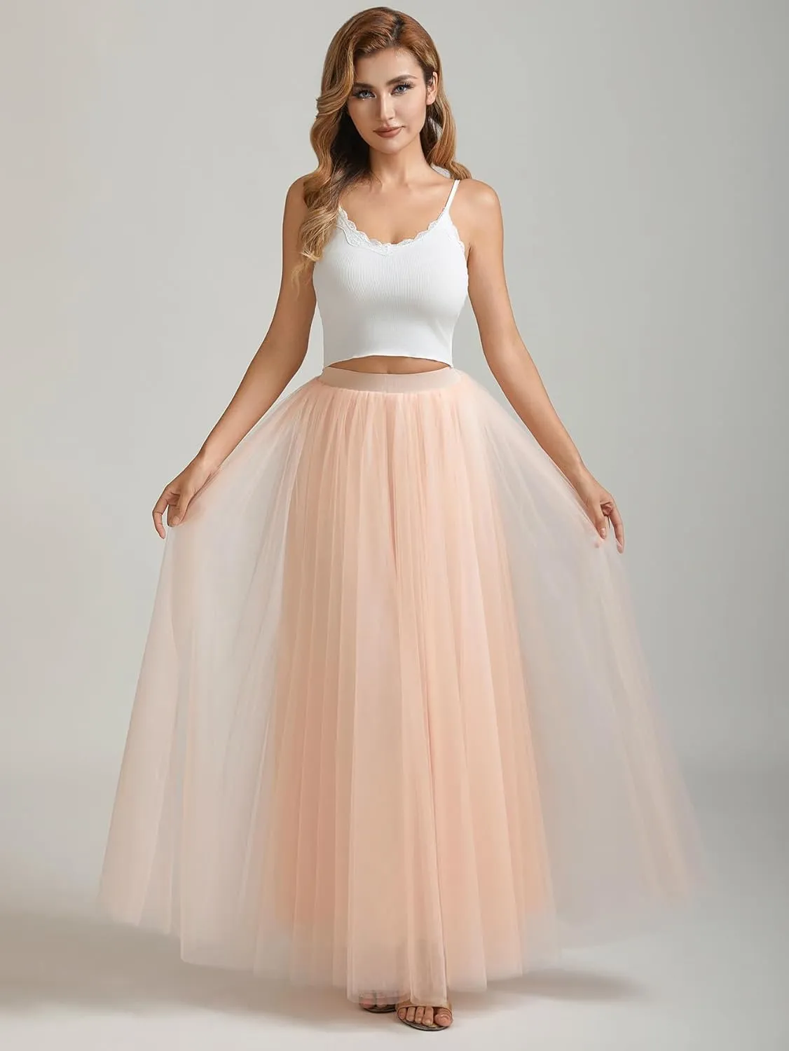 A line Tulle Skirt Long Maxi for Party Prom