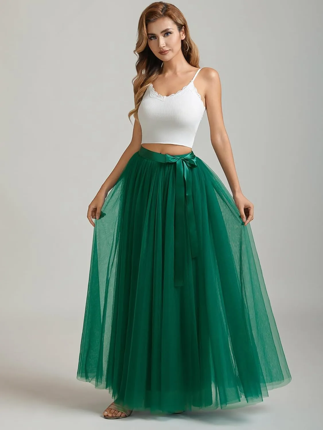 A line Tulle Skirt Long Maxi for Party Prom
