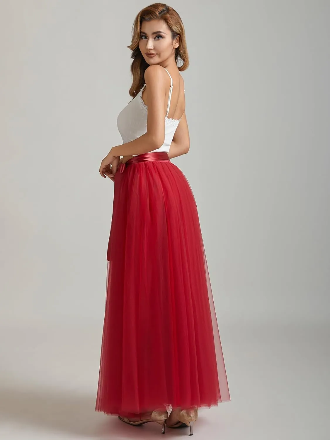 A line Tulle Skirt Long Maxi for Party Prom