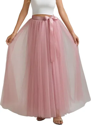 A line Tulle Skirt Long Maxi for Party Prom
