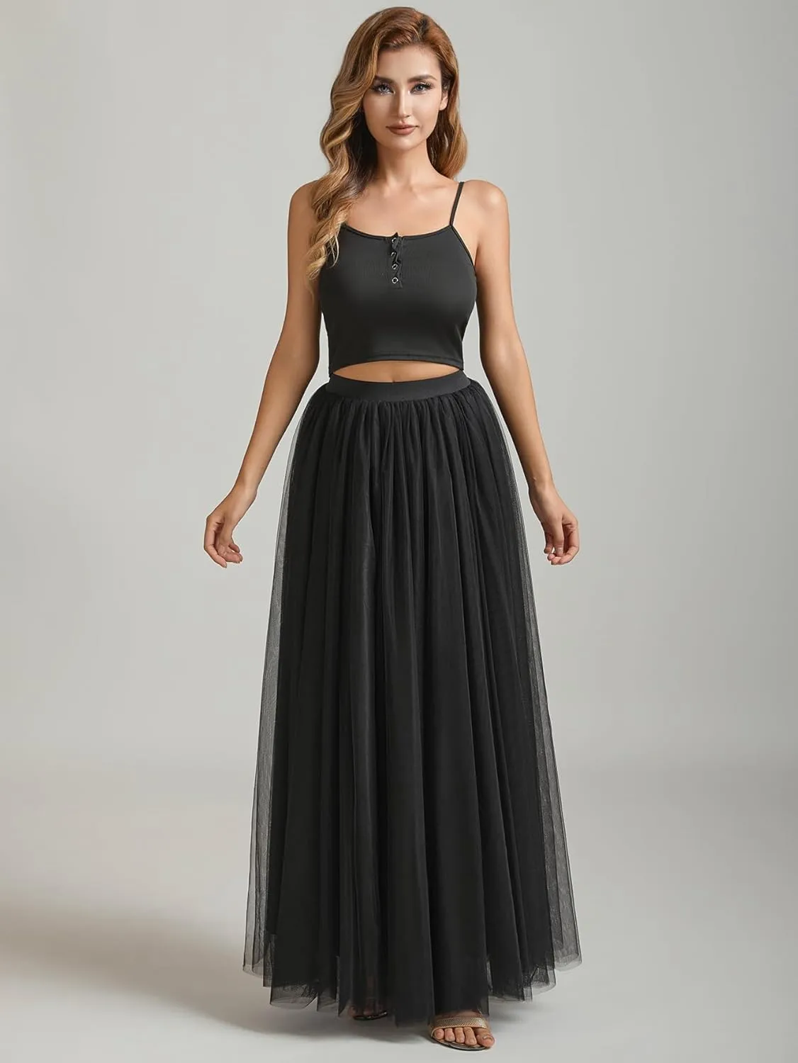 A line Tulle Skirt Long Maxi for Party Prom