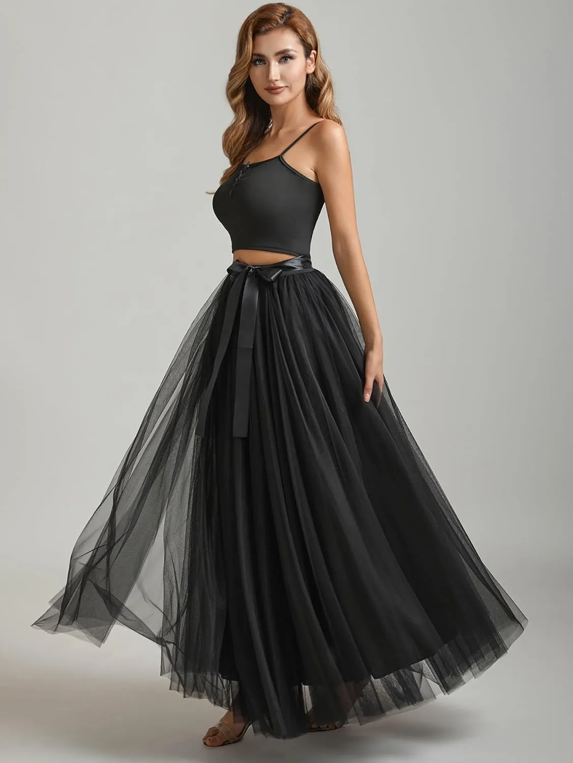 A line Tulle Skirt Long Maxi for Party Prom