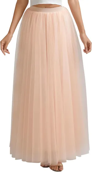 A line Tulle Skirt Long Maxi for Party Prom
