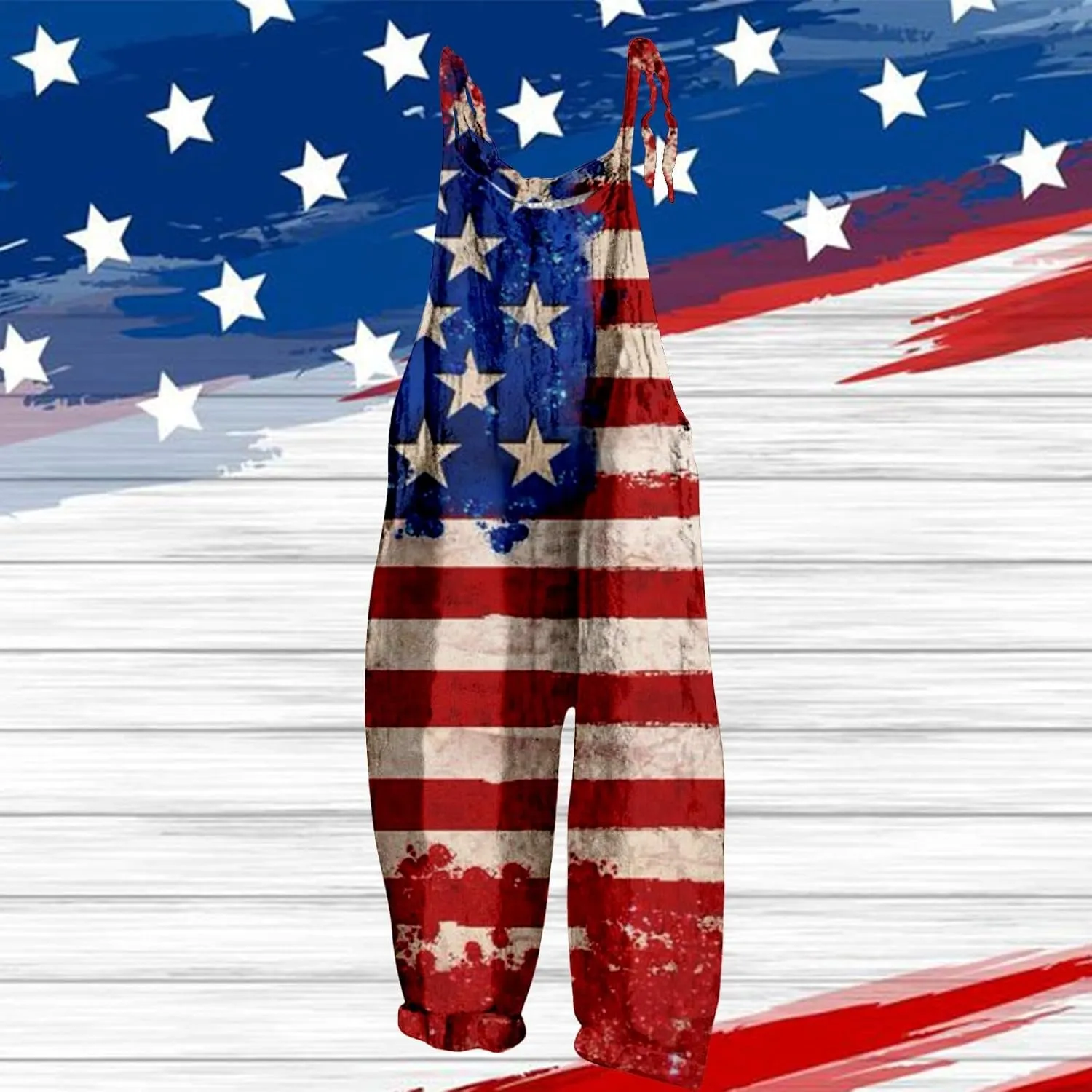 American Flag Overalls Fourth of July Outfit Women Loose Fit Rompers Casual 2025 Summer 4th of July Pants Bib Jumpsuit