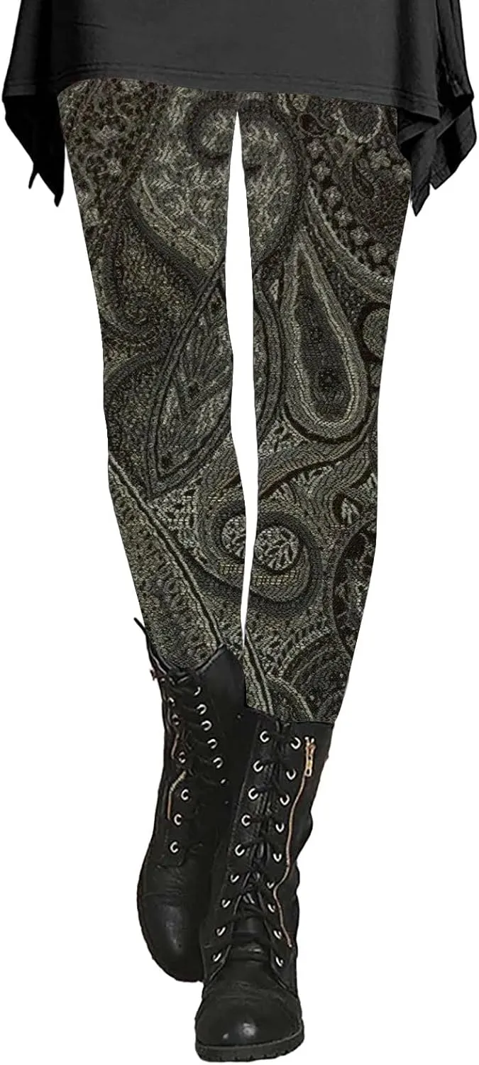 Animal Print Capri Leggings for Women Pattern Dress Pants for Women Tummy Control Gym Leggings