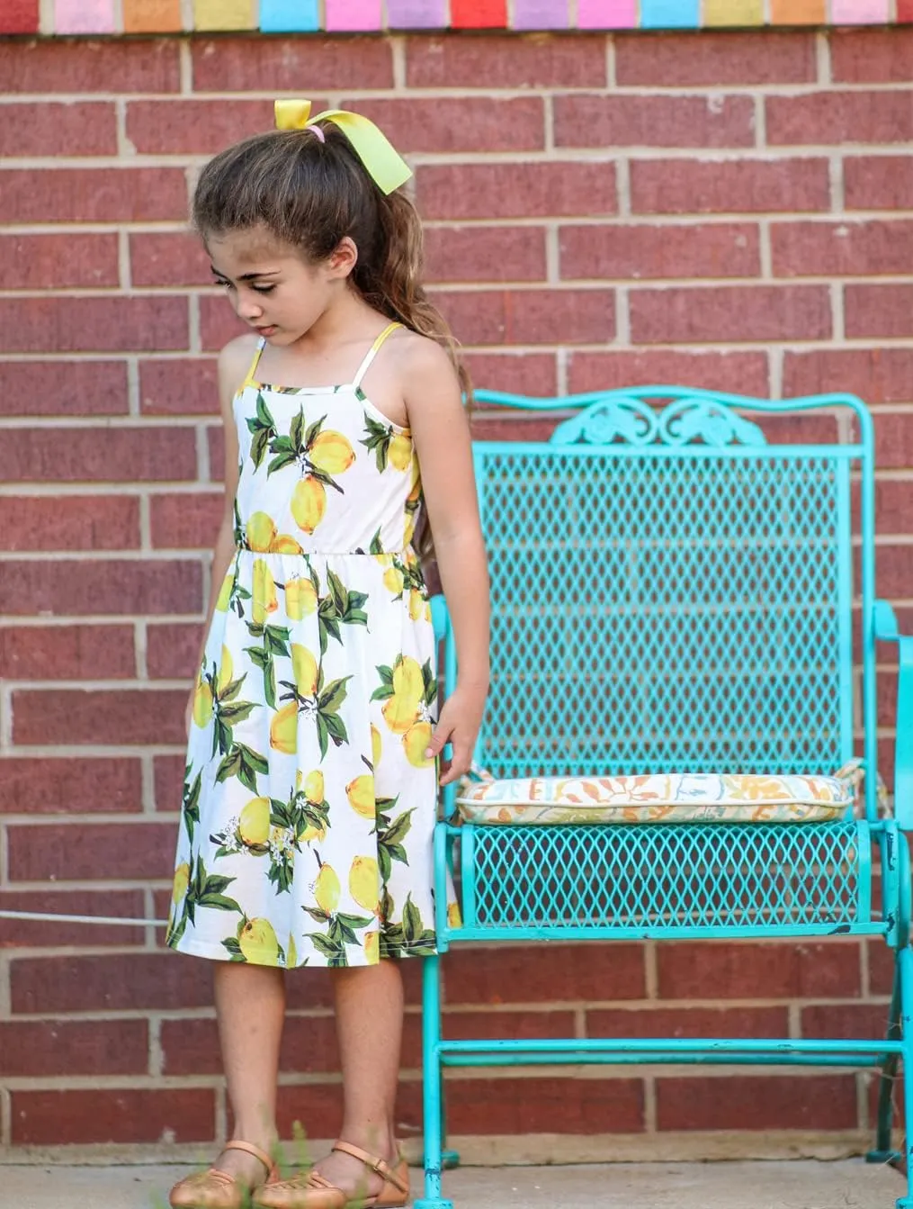 Arshiner Girl Summer Spaghetti Strap Casual Knee Length Cami Dresses for 4-12 Year