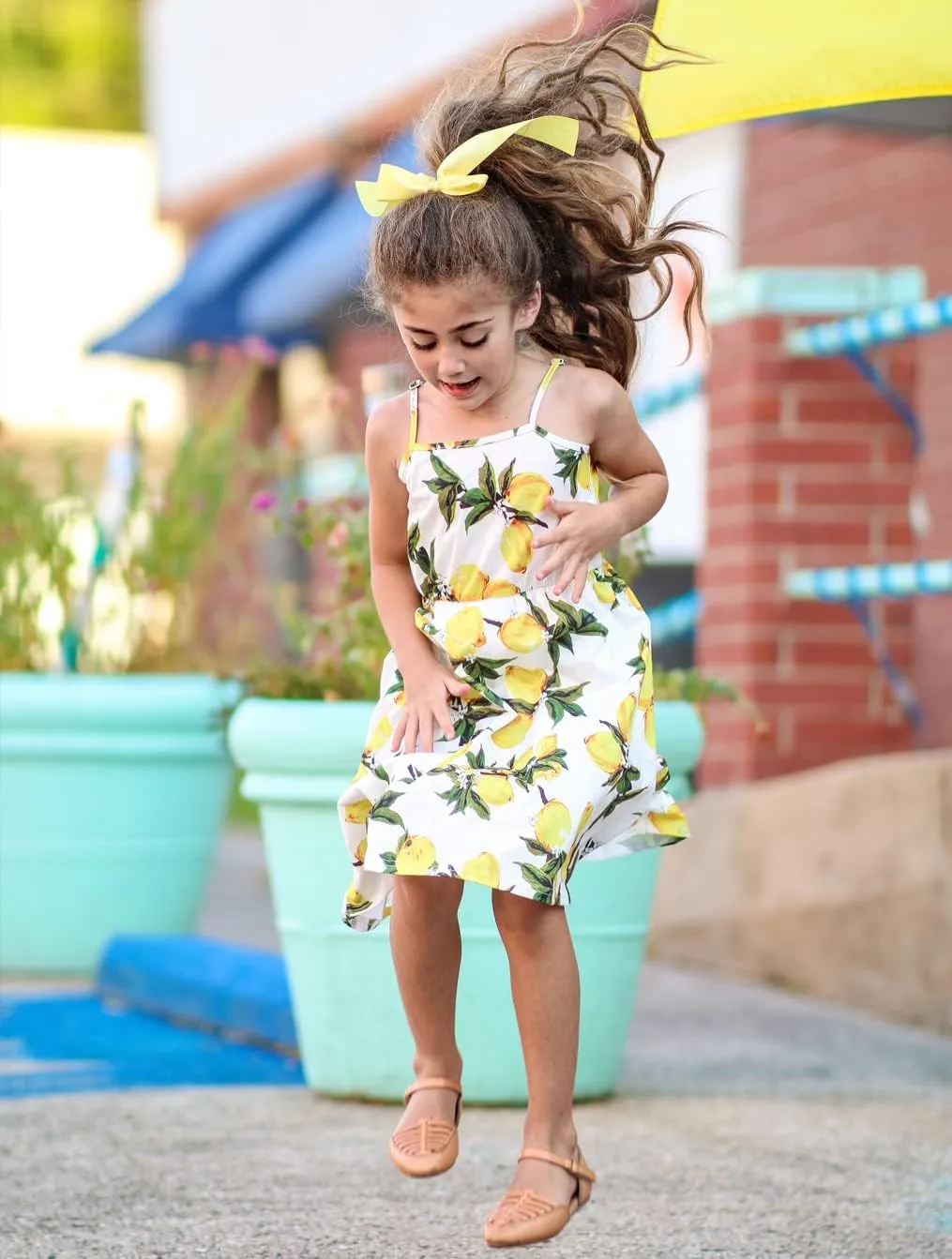 Arshiner Girl Summer Spaghetti Strap Casual Knee Length Cami Dresses for 4-12 Year