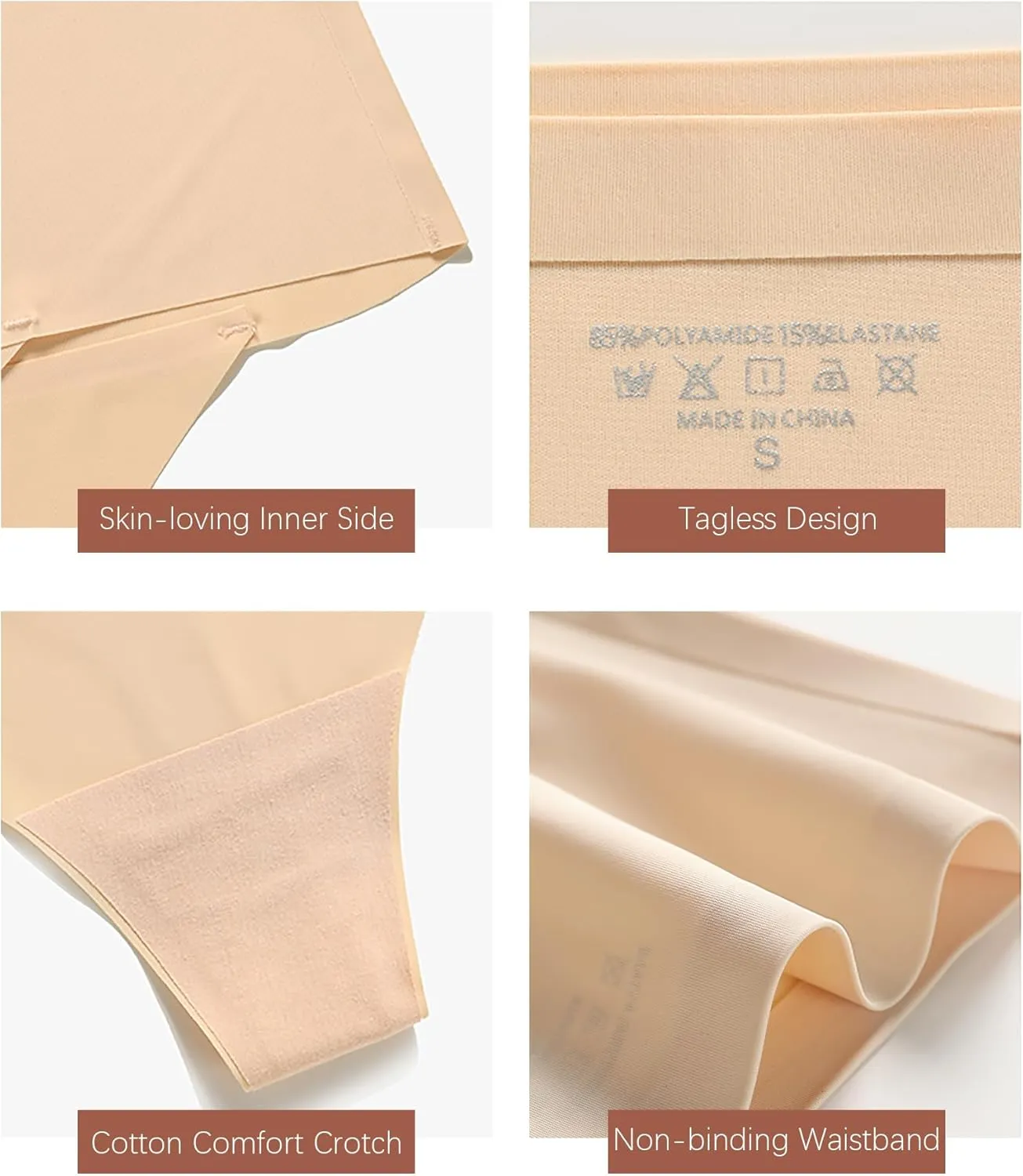 ASIMOON High Waisted Thongs Underwear for Women Seamless Underwear Ladies Soft No Show High Cut Panties 6 Pack