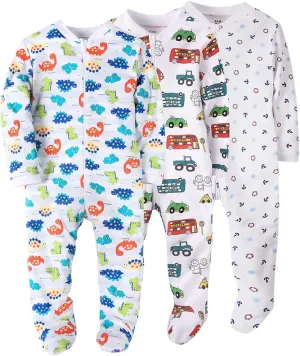 Baby Boys Footie Overall - Zip Front 100% Cotton Baby Rompers Playwear