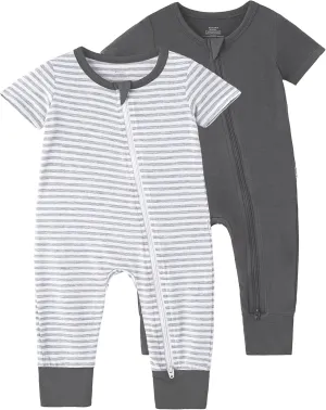 Baby Girl Boy Romper Newborn Infant Unisex short Sleeve Zipper Pajama Jumpsuit Toddlers Two-Piece PJ