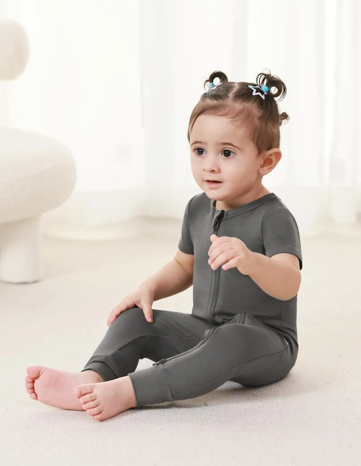 Baby Girl Boy Romper Newborn Infant Unisex short Sleeve Zipper Pajama Jumpsuit Toddlers Two-Piece PJ