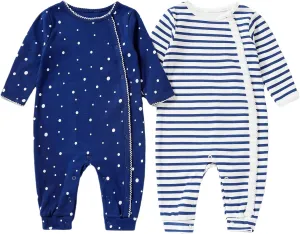 Baby Girls 100% Cotton Long Sleeve Rompers Footless Jumpsuits One-Piece Outfits