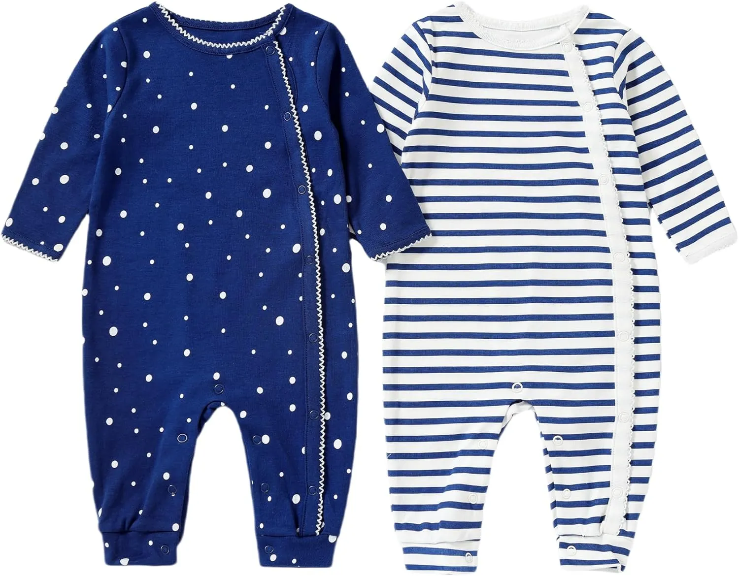 Baby Girls 100% Cotton Long Sleeve Rompers Footless Jumpsuits One-Piece Outfits