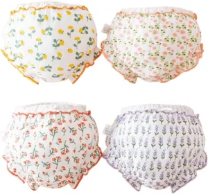 Baby Girls Shorts 4 Pack Toddler Bloomers Cotton Infant Ruffle Short Pants Summer Cute Diaper Covers