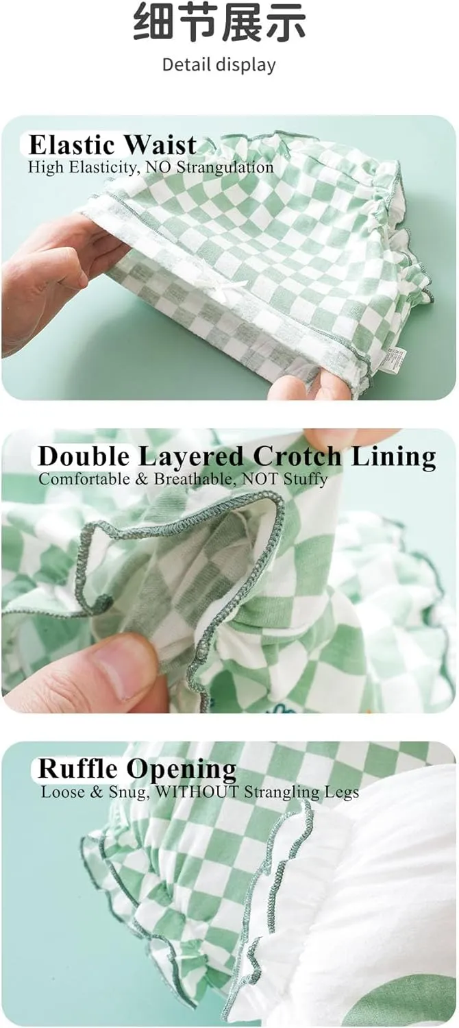 Baby Girls Shorts 4 Pack Toddler Bloomers Cotton Infant Ruffle Short Pants Summer Cute Diaper Covers