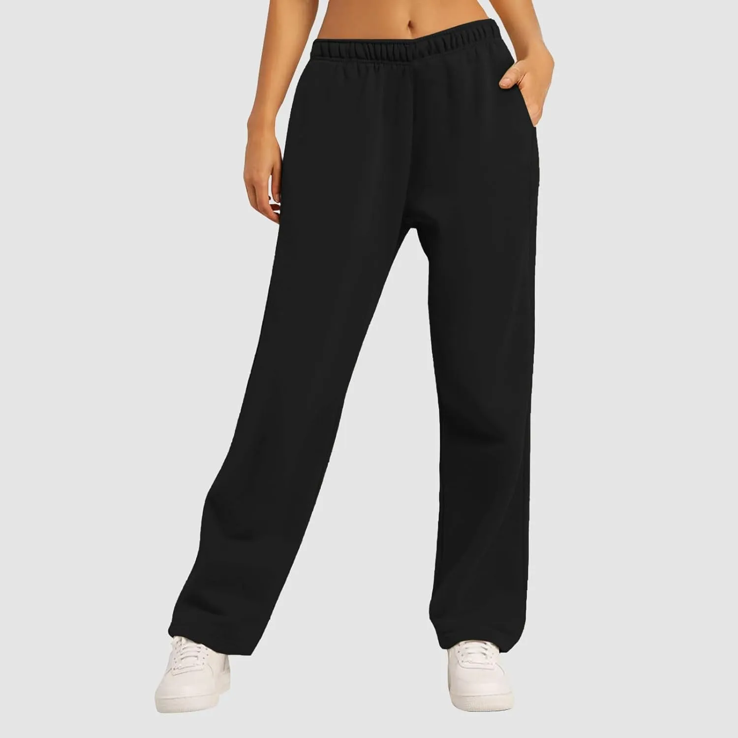 Baggy Casual Sweatpants for Women Wide Straight Leg Drawstring High Waist Pants Workout Jogger Trousers with Pockets