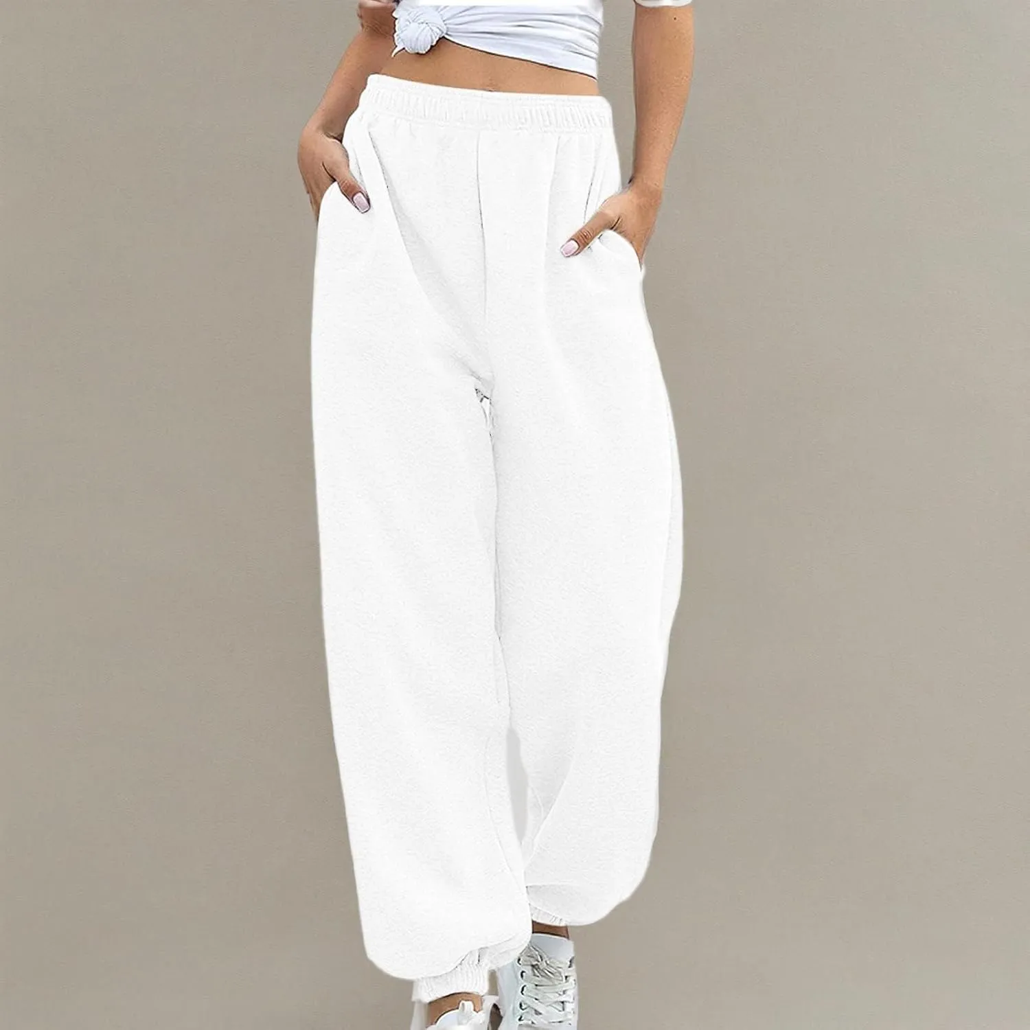 Baggy Sweatpants For Women Womens Sweatpants Baggy High Waisted Fall Pants Cinch Bottom Joggers with Pockets
