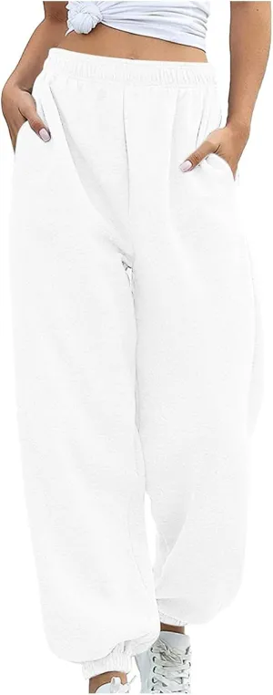 Baggy Sweatpants For Women Womens Sweatpants Baggy High Waisted Fall Pants Cinch Bottom Joggers with Pockets