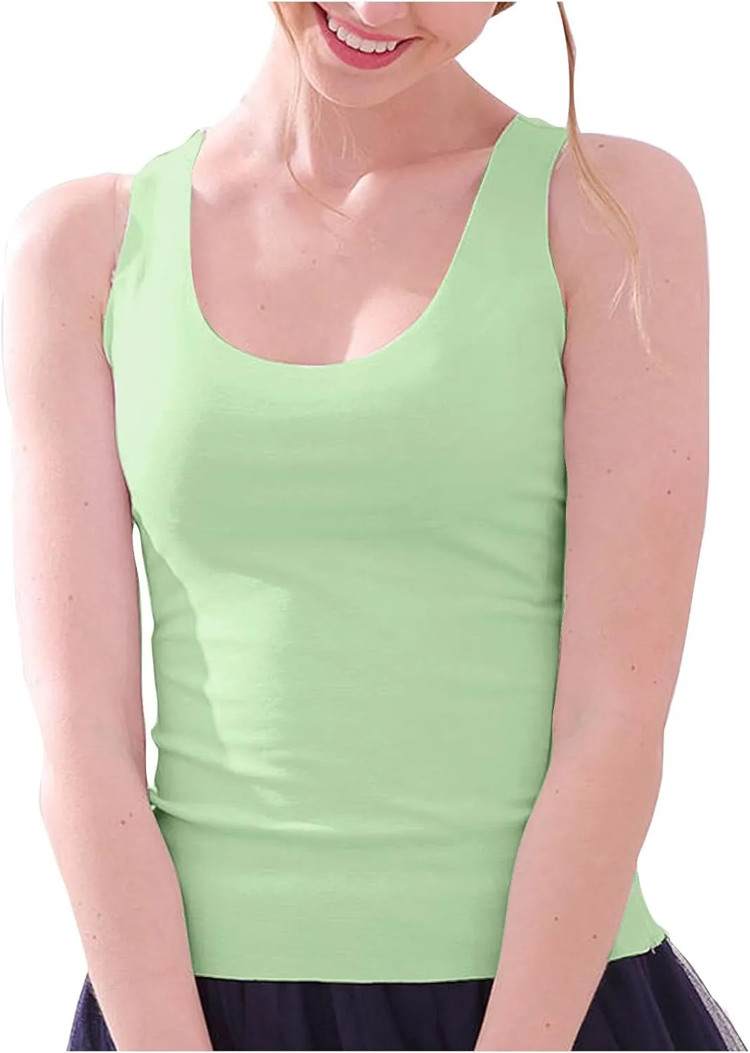 Basic Tank Tops for Women Sleeveless Undershirts 2025 Slim Fitted Crewneck Stretchy Casual Layering Tee Shirt
