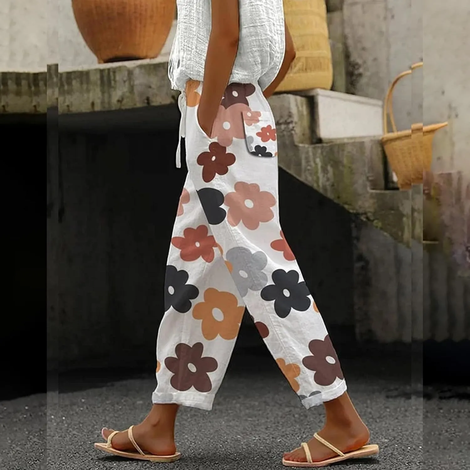 Beach Vacation Clothes for Women Drawstring Pants High Waist Casual Lounge Pant Workout Sets for Women Summer Pants