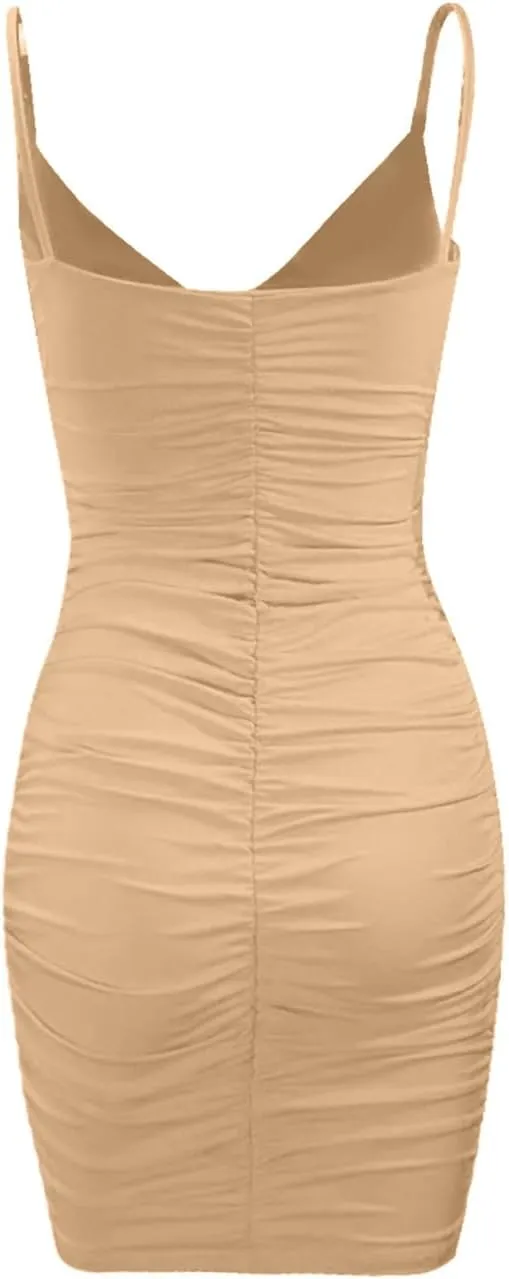 Black Slip Dress for Women Sexy Spaghetti Strap Camisole Mini Bodycon Knee Length Nightwear Beach Outfits