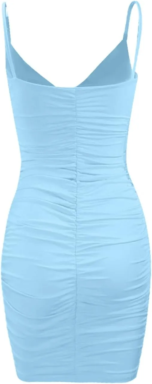 Black Slip Dress for Women Sexy Spaghetti Strap Camisole Mini Bodycon Knee Length Nightwear Beach Outfits