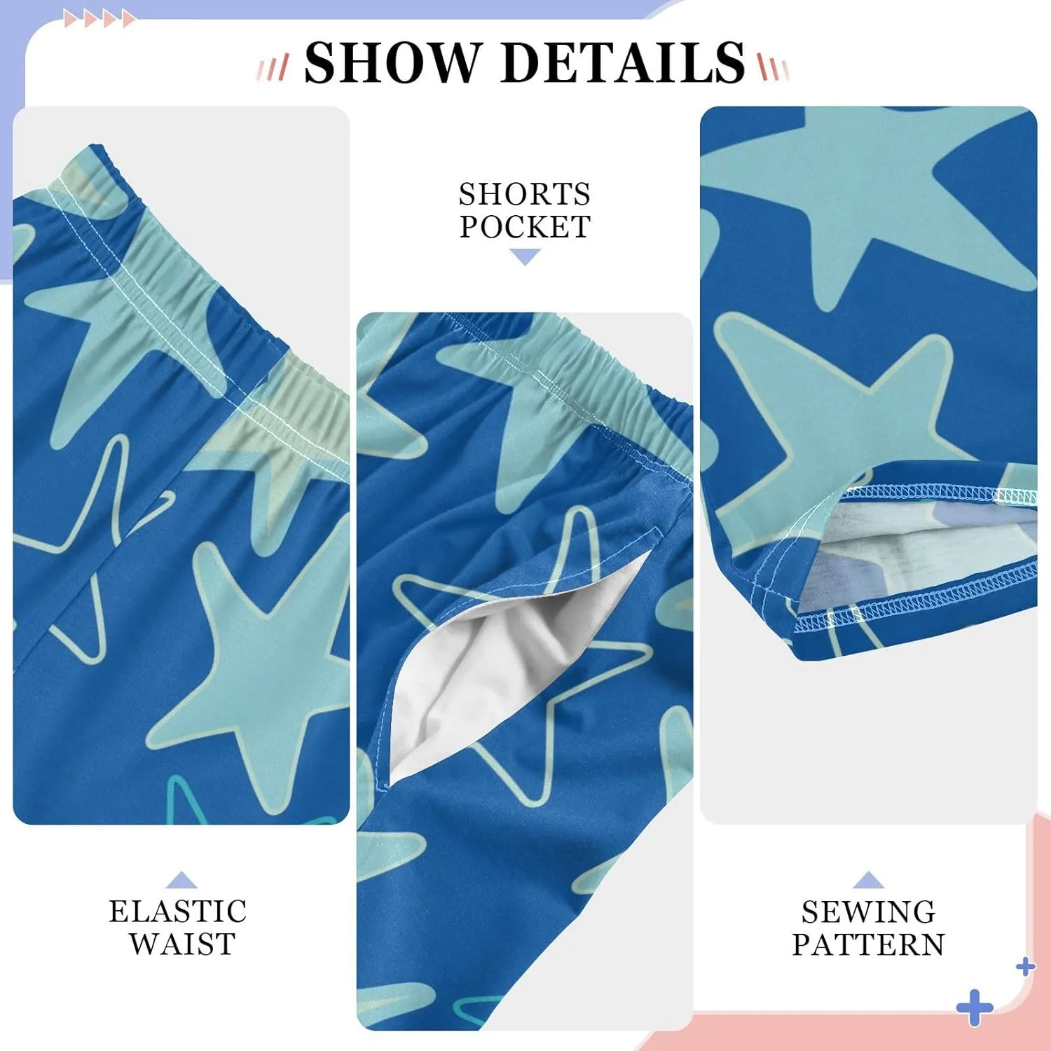Boys' Pants Artistic Blue Stars Doodle Blue Long Bottoms Jogger Pants Elastic Waist Trousers with Pockets S-XL