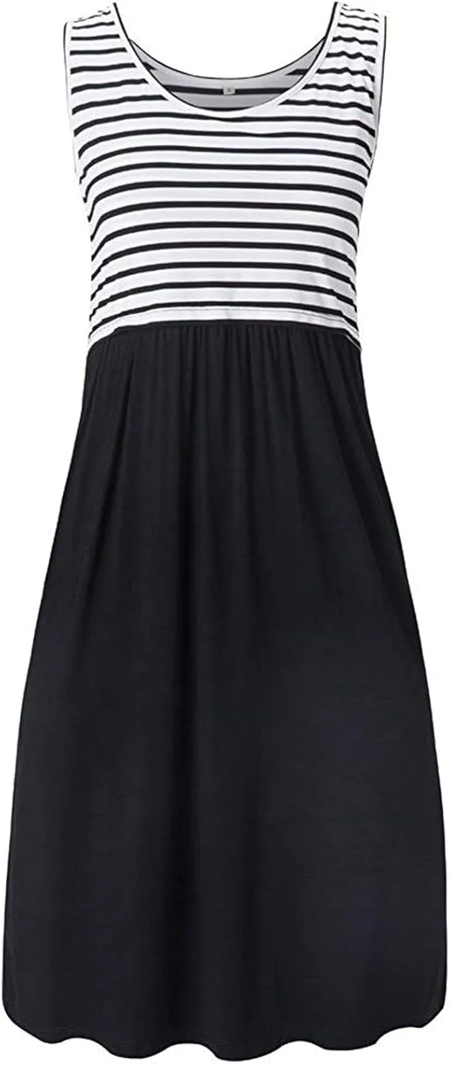 Breastfeeding Dress for Women Summer Sleeveless Maternity Nursing Dress Spaghetti Strap Floral Nursing Dress