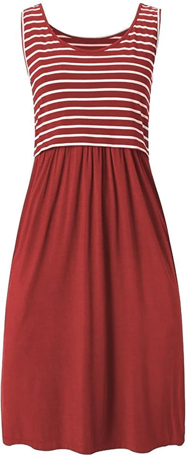 Breastfeeding Dress for Women Summer Sleeveless Maternity Nursing Dress Spaghetti Strap Floral Nursing Dress