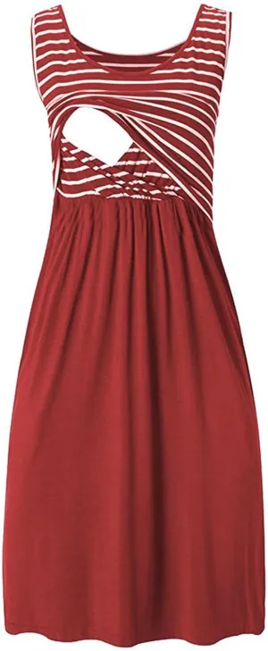 Breastfeeding Dress for Women Summer Sleeveless Maternity Nursing Dress Spaghetti Strap Floral Nursing Dress