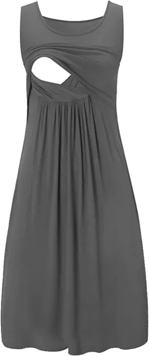 Breastfeeding Dress for Women Summer Sleeveless Maternity Nursing Dress Spaghetti Strap Floral Nursing Dress