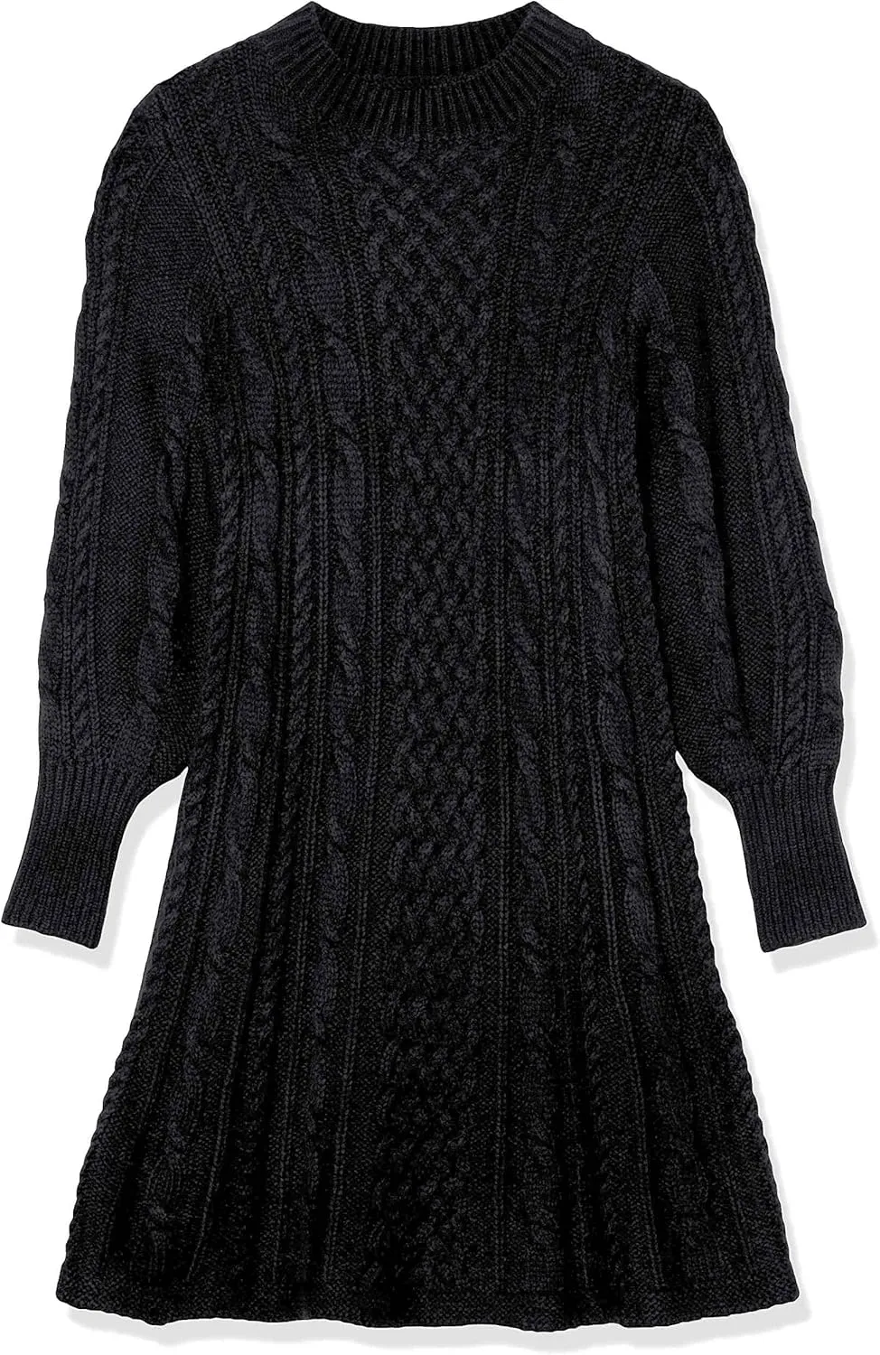 Cable Stitch Women's Cable Knit Dress - Crewneck Long Sleeve Chunky A-Line Flare Sweater Dress