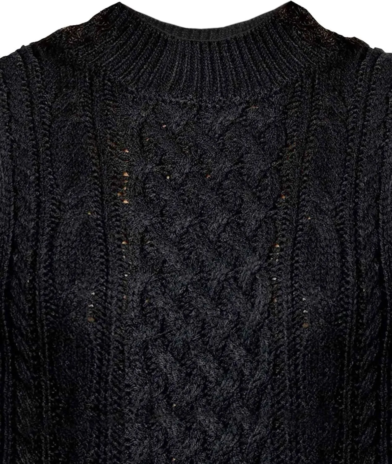 Cable Stitch Women's Cable Knit Dress - Crewneck Long Sleeve Chunky A-Line Flare Sweater Dress