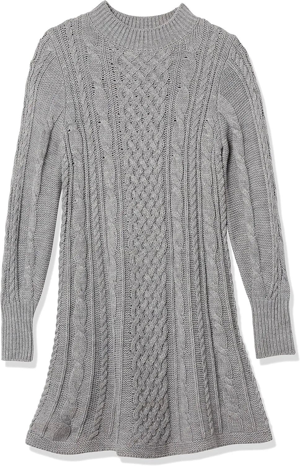 Cable Stitch Women's Cable Knit Dress - Crewneck Long Sleeve Chunky A-Line Flare Sweater Dress