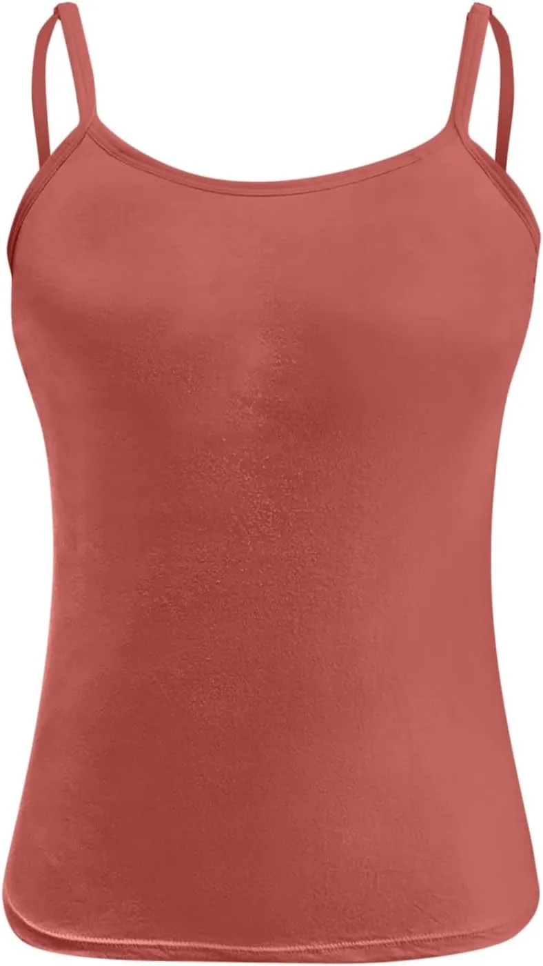 Camisole Tops for Women Summer Spaghetti Straps Seamless Tank Top Wtih Shelf Bra Workout Yoga Shirts